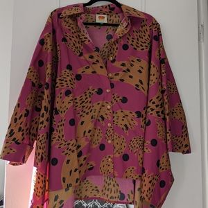 Farm Rio NWOT pink banana button up